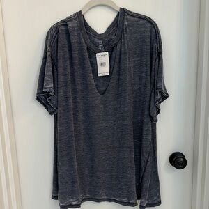 Free People Navy V-Neck Women's Top
